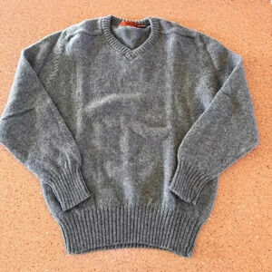 Stockbridge Sweater Mens Large Gray Wool Pullover V Neck